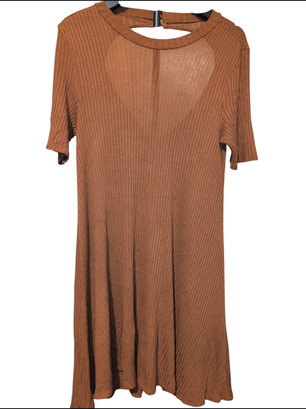 American Eagle Brown Ribbed Short Sleeve Knit Mini Dress S